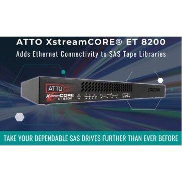 ATTO XstreamCORE Dual 40GbE to 8-port 12Gb SAS/SATA Storage Controller QSFP+ R/PSU (Tape Only) 1RU
